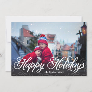 Tarjeta Festiva Felices Fiestas Foto Moderna Completa