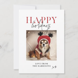 Tarjeta Festiva Felices Fiestas Foto Personalizada de Perro Famili