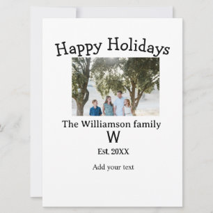 Tarjeta Festiva Felices fiestas foto reunión familiar nombre letra