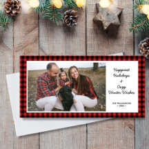 Felices Fiestas Foto Rustic Buffalo Check Plaid