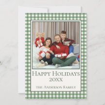 Felices Fiestas Foto y Texto de Gingham Verde