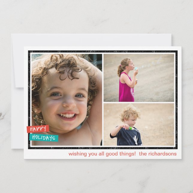 Tarjeta Festiva Felices Fiestas Frontera x3 (Anverso)