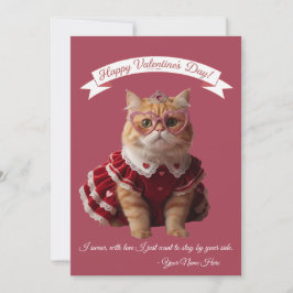 Tarjeta Festiva Felices Fiestas Gatita Valentine's Amor