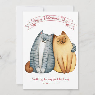 Tarjeta Festiva Felices Fiestas Gato Amor de San Valentín Blanco