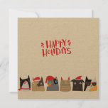 Tarjeta Festiva ¡Felices Fiestas! Gatos de Santa Navidades Cuadros<br><div class="desc">NewParkLane - Tarjeta personalizada de Navidades Kraft para los amantes de los gatos, con seis lindos personalizados de gatos, usando un sombrero Santa, con un deseo de Felices Fiestas en tipografía divertida, roja, de escritura, con un fondo blanco roto (puedes cambiar el color de fondo si lo deseas). El reverso...</div>