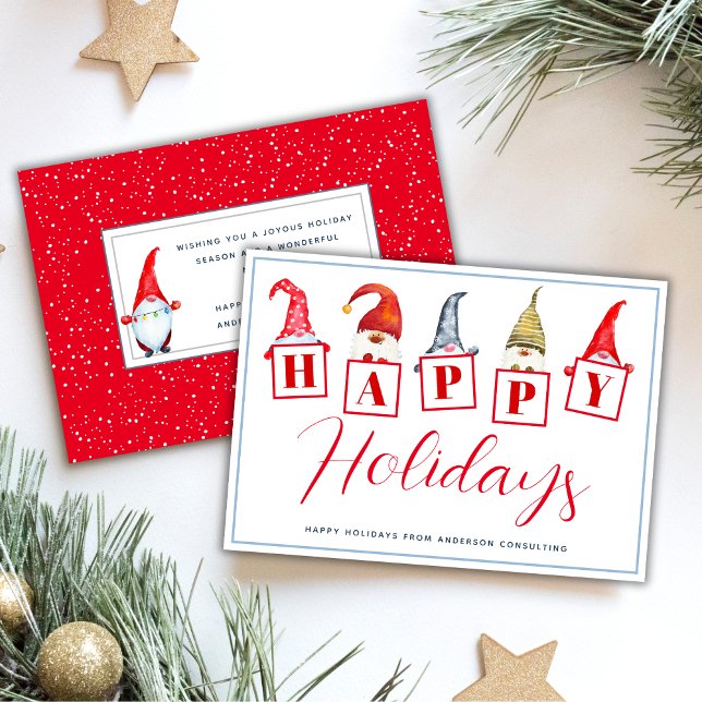 Tarjeta Festiva Felices Fiestas Gnomes Red Business (Subido por el creador)