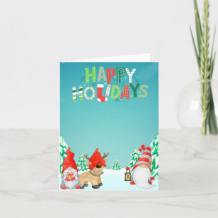 Tarjeta Festiva Felices Fiestas Gnomos
