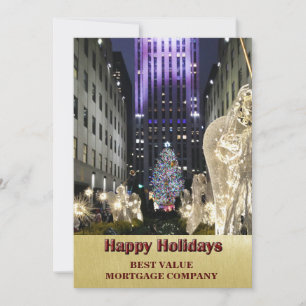 Tarjeta Festiva Felices Fiestas Icónica Rockefeller Plaza Business