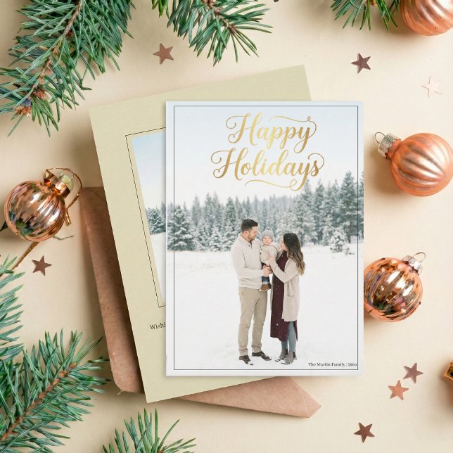 Tarjeta Festiva Felices Fiestas Letra Caligráfica Elegante Foto (Subido por el creador)