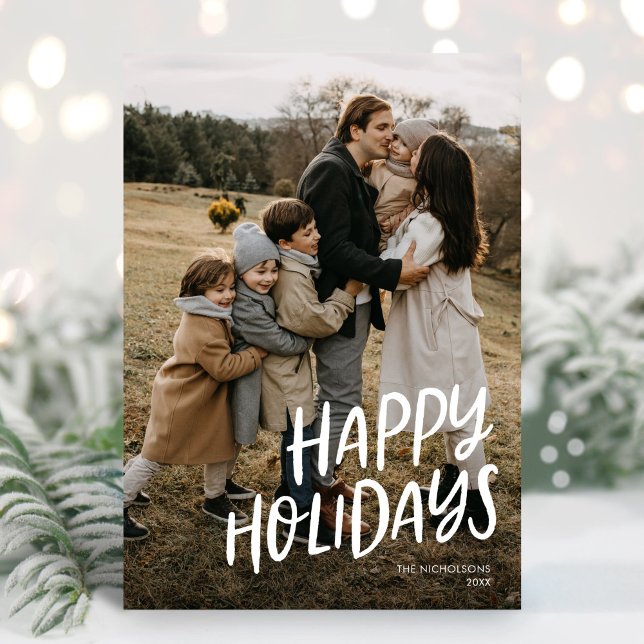 Tarjeta Festiva Felices Fiestas Letra Moderna Simple Una Foto (Subido por el creador)