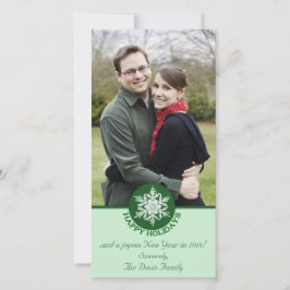 Tarjeta Festiva Felices Fiestas Libro Verde Snowflake 4x8