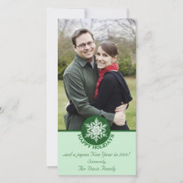 Tarjeta Festiva Felices Fiestas Libro Verde Snowflake 4x8