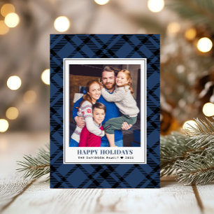 Tarjeta Festiva Felices Fiestas Marco de Foto de Cuadro Azul