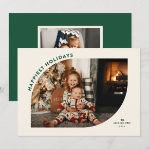 Tarjeta Festiva Felices Fiestas Marco Moderno Letras Verdes