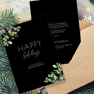 Tarjeta Festiva Felices fiestas minimalista moderno negro