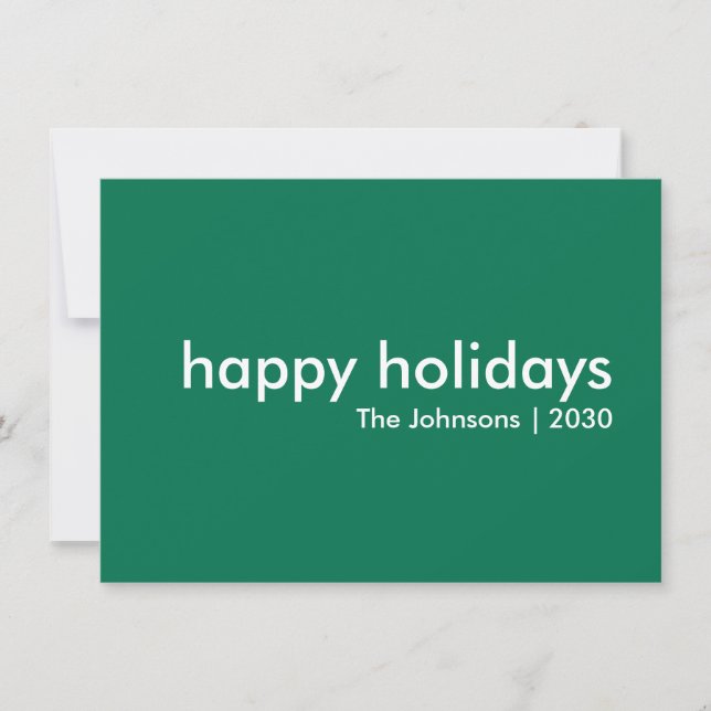 Tarjeta Festiva Felices Fiestas | Minimalista moderno verde festiv (Anverso)