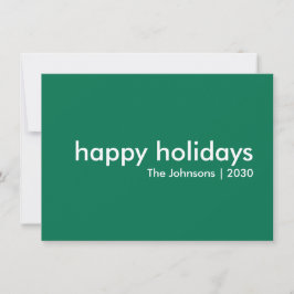 Tarjeta Festiva Felices Fiestas | Minimalista moderno verde festiv
