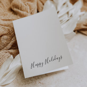 Tarjeta Festiva Felices Fiestas Minimalista Simple Blanco y Negro