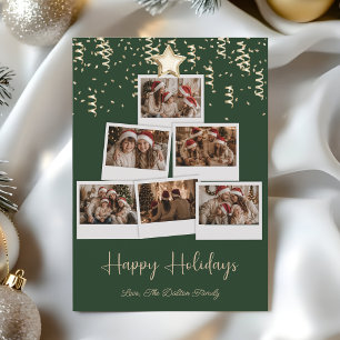 Tarjeta Festiva Felices Fiestas Modernas Árbol Multi Foto