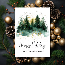 Tarjeta Festiva Felices Fiestas Modernas Crónicas de Oro Verde