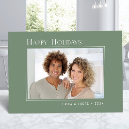 Tarjeta Festiva Felices Fiestas Modernas Elegantes Sage Green