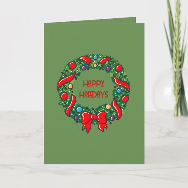 Tarjeta Festiva Felices Fiestas Modernas Festividades Whimsical Re (Anverso)