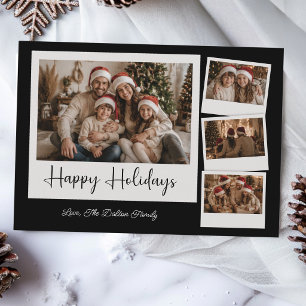 Tarjeta Festiva Felices Fiestas Modernas Multi Foto Floral