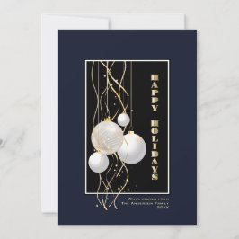 Tarjeta Festiva Felices Fiestas Modernas Negras y Azules