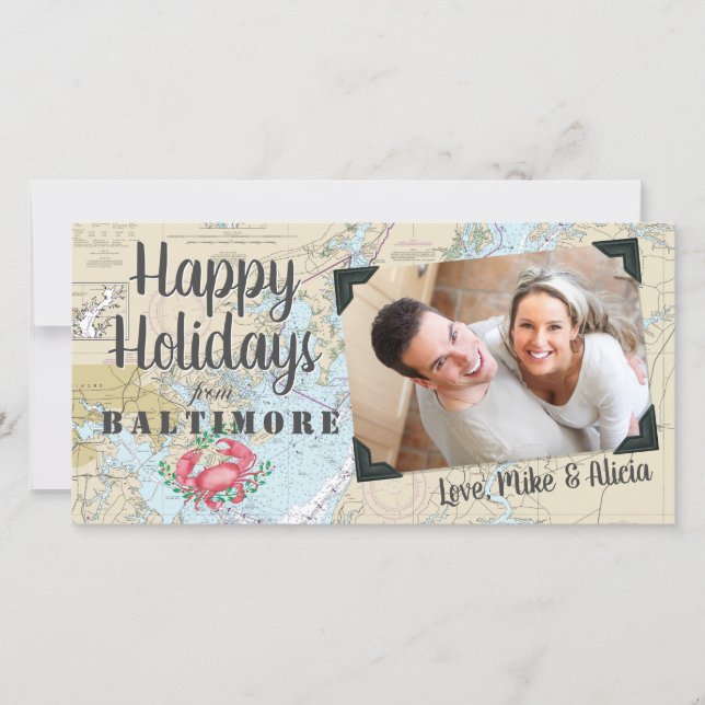 Tarjeta Festiva Felices Fiestas Náuticas de Baltimore (Anverso)