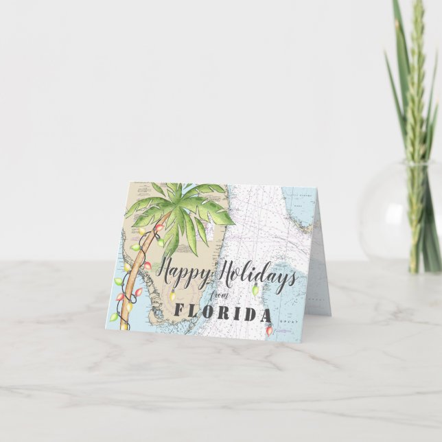 Tarjeta Festiva Felices Fiestas Náuticas Tropicales de Florida (Anverso)