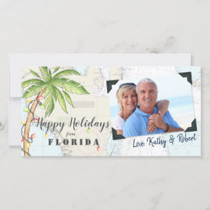 Tarjeta Festiva Felices Fiestas Náuticas Tropicales desde Florida