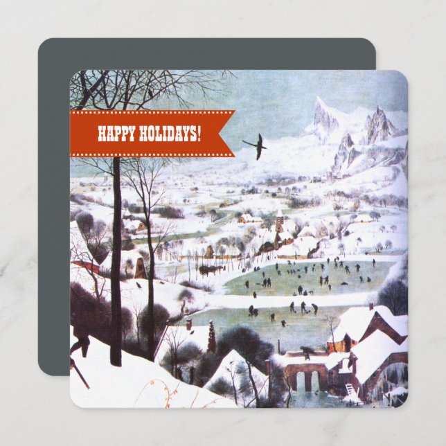 Tarjeta Festiva Felices Fiestas. Navidades Bellas Artes (Anverso / Reverso)