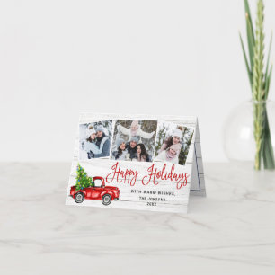 Tarjeta Festiva Felices Fiestas Navidades Camión de Granja Roja 3 