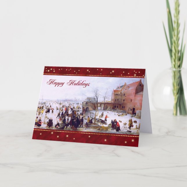Tarjeta Festiva Felices Fiestas. Navidades de Bella Artes de escen (Anverso)