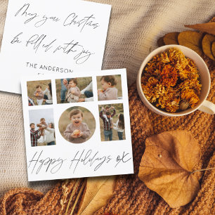 Tarjeta Festiva Felices fiestas navidades de Collage de fotos blan