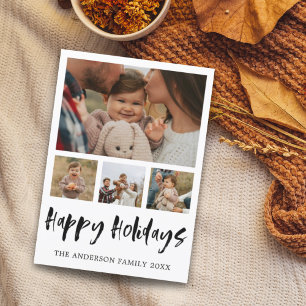 Tarjeta Festiva Felices fiestas navidades de Collage de fotos blan