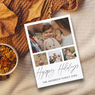 Tarjeta Festiva Felices fiestas navidades de Collage de fotos blan