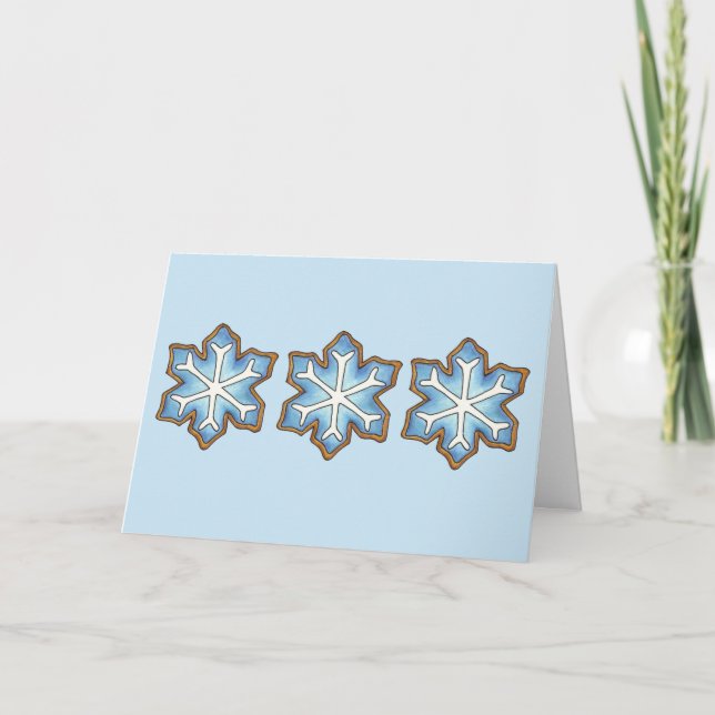 Tarjeta Festiva Felices fiestas Navidades de copos de nieve azul H (Anverso)