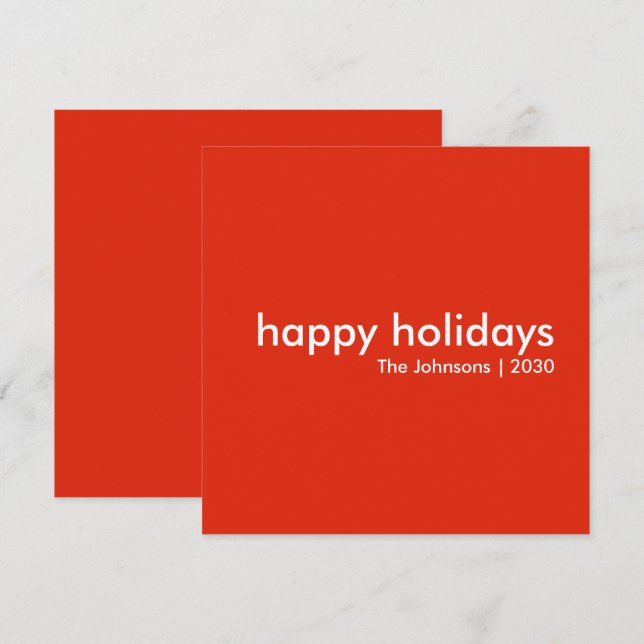 Tarjeta Festiva Felices Fiestas | Navidades de estilo moderno y ro (Anverso / Reverso)