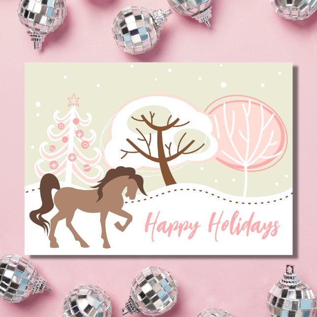 Tarjeta Festiva Felices fiestas Navidades de invierno de caballos  (Subido por el creador)