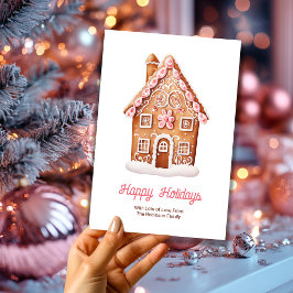 Tarjeta Festiva Felices Fiestas, Navidades de la casa Gingerbread