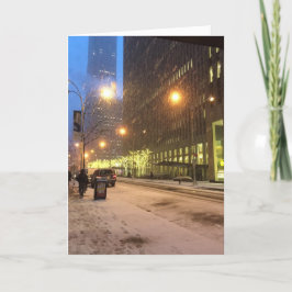 Tarjeta Festiva Felices fiestas Navidades de Nieve en Nueva York