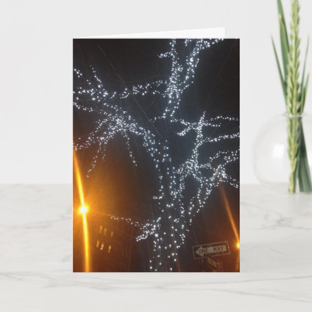 Tarjeta Festiva Felices fiestas Navidades de Nueva York Luces NYC (Anverso)