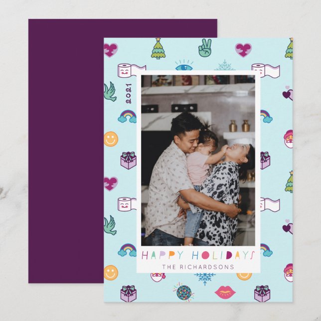 Tarjeta Festiva Felices Fiestas Navidades  Divertidos Foto de patr (Anverso / Reverso)