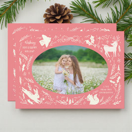 Tarjeta Festiva Felices fiestas Navidades Foto de Woodland Doodle