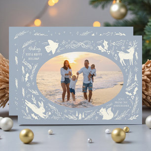 Tarjeta Festiva Felices fiestas Navidades Foto de Woodland Doodle