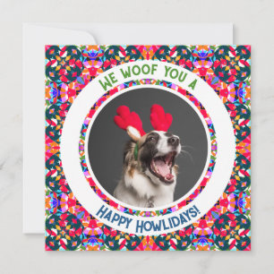 Tarjeta Festiva Felices Fiestas Navidades Foto Perro Perro Papá Ma