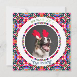 Tarjeta Festiva Felices Fiestas Navidades Foto Perro Perro Papá Ma