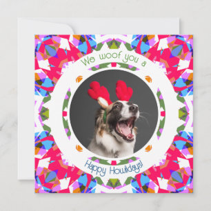 Tarjeta Festiva Felices Fiestas Navidades Foto Perro Perro Papá Ma