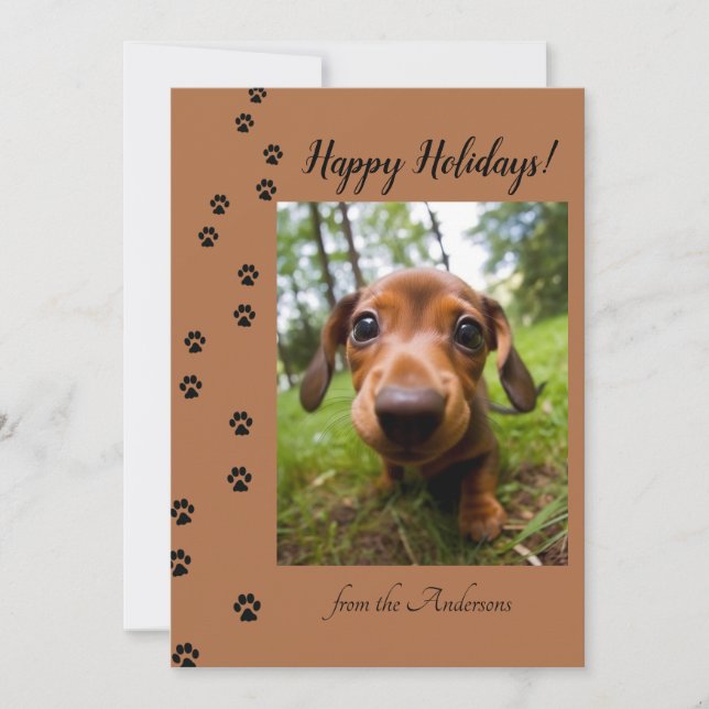 Tarjeta Festiva Felices fiestas Navidades Perro Mascota Foto (Anverso)